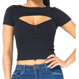 Women's Black Cut Out Crop Top